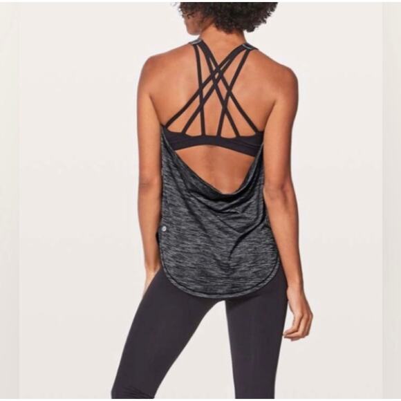 Lululemon Women Free‎ to Be Serene Strappy Back Open Back Bra Tank Top Gray SZ 4 - Picture 7 of 9
